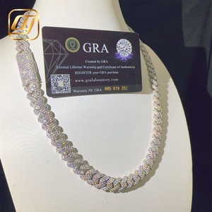 สร้อยคอเงินแท้ 925 แบบ Cuban Link ขนาด 12 มม. ประดับเพชร Moissanite VVS ระดับ Iced Out ผ่านการทดสอบเพชร เหมาะสำหรับฮิปฮอป - Product Image 3