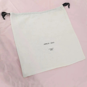 Custom Logo Recyclable Screen Printed Cotton Drawstring Pouch Muslin <b>Shopping</b> <b>Bag</b> <b>Reusable</b> Promotion Packaging for Gift Clothing - Product Image 3