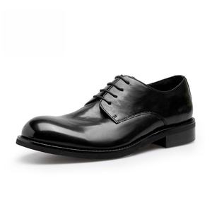 Zapatos de cuero casuales de negocios para hombre - zapatos de cuero vacuno con punta redonda, lavados y con efecto desgastado, zapatos de vestir y Oxfords de cuero hechos a mano - Product Image 3