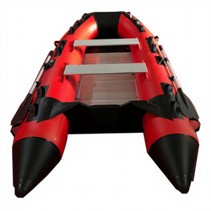 قارب كاياك قابل للنفخ من البي في سي مع محرك خارجي - سعة 6-8 أشخاص بقاع صلب للإنقاذ في حالات الطوارئ والتحكم في الفيضانات - Product Image 2