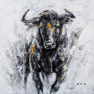 Dipinto a Olio 100% Fatto a Mano su Tela, 'Toro in Corsa', <span class=keywords><strong>Arte</strong></span> Murale per Soggiorno, Camera da Letto, Ufficio - Product Image 1