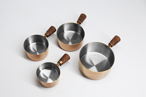 Juego de tazas y cucharas de cocina, juego de tazas de medición de Metal apilables, tazas de medición de acero inoxidable con mango de madera, <span class=keywords><strong>4</strong></span> Uds. - Product Image 2