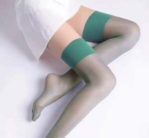 Collants transparents sexy I-0201, chaussettes bleues transparentes, chaussettes vertes, chaussettes longues noires sexy pour femmes - Product Image 5