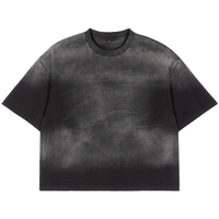 T-shirt en molleton 100% coton, col rond, surdimensionné, pour homme, impression en relief, design vierge, impression de logo personnalisée, respirant, grande taille