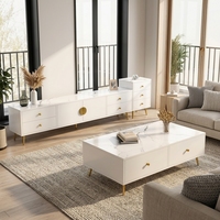 Ensemble table basse et meuble TV minimaliste moderne pour salon, chambre, petit appartement, armoire murale de luxe