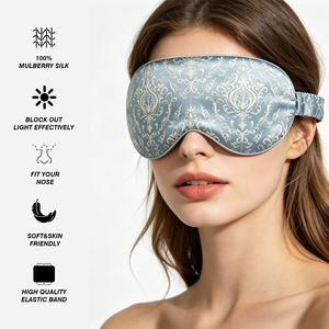 Masque pour les yeux en soie de mûrier imprimé sur mesure de luxe, 22 Momme, masque pour les yeux en soie pure pour les voyages et un sommeil confortable - Product Image 5