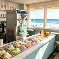 Machine à glace dure commerciale 17L certifiée CE RoHS ETL en acier inoxydable, sur pied, refroidie par air/eau, pour glaces artisanales