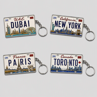 Porte-clés Souvenir Personnalisé Allemagne Espagne Paris France Dubaï Plaque Métallique Mini Voitures Numérotées