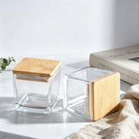 Bocaux carrés pour bougies de 10 oz avec couvercles en bambou, en verre épais haute transparence, pour la fabrication de bougies sous marque privée
