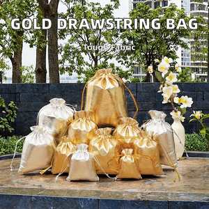 Factory Outlet Heavy Duty PVC Gold Drawstring <b>Bag</b> Jewelry Pouches Wedding <b>Party</b> Christmas Favor <b>Gift</b> Custom Logo Candy Chocolate - Product Image 2