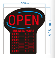 LED Open-bord met hangende reclamebord, kettingbevestiging, LED OPEN-bord met volledige weekschema voor de voorgevel van een winkel
