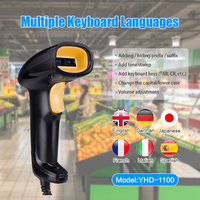 Escáner de Código de Barras de Mano con Cable USB CCD 1D de Venta Directa de Fábrica, Compatible con Decodificación de Pantalla, con Soporte Ajustable
