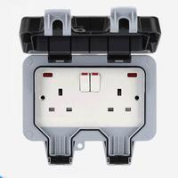 Boîtier de prise étanche IP66, boîte de raccordement électrique extérieure résistante aux intempéries, double prise avec interrupteur, couvercle de protection