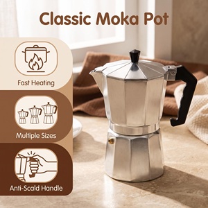 <span class=keywords><strong>Cafetière</strong></span> Moka <span class=keywords><strong>italienne</strong></span> professionnelle en aluminium durable, fond épais, résistante à la chaleur, choix des baristas - Product Image 1