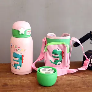 Dinosaur Feeding Cup Animal Stainless Steel Double Wall Kids 316 Stainless Steel Bottle mit Silicone Straw