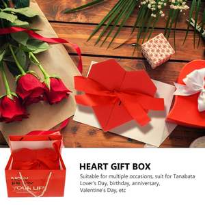Sang Trọng Bóng Gói Giấy Trường Hợp Đôi Cửa Từ Nắp Hộp Các Tông Màu Đỏ Hình Trái Tim Valentine Hộp Quà Tặng Với Ribbon - Product Image 6