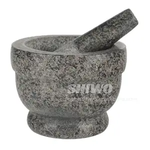 Petit bol pour les épices de cuisine et les parasites, sculpté à la main à partir de granit naturel, mortier et pilon en granit