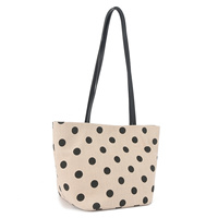 Tas Kanvas Polka Dot Wanita Kapasitas Besar Penutup Magnetik dengan Ritsleting dan Pembagi Tas Selempang Grosir Kustom Pabrik OEM