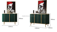 Buffet de style moderne pour salon, grand espace, armoire de rangement en marbre, base en métal, table console en bois, vente en gros
