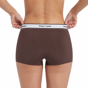 Culottes taille haute pour femmes, douces, respirantes, en nylon, avec logo lettre sur la ceinture élastique, sans couture, vente en gros - Product Image 3