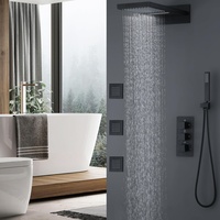 Ensemble de robinets de douche noir mat, ensemble de douche thermostatique à cascade, système de douche mural pour salle de bain