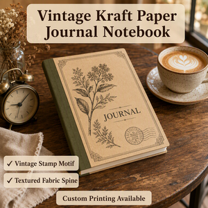 Quaderno Vintage A5 con Copertina in Carta Kraft e Illustrazioni Botaniche, Stampa Logo Personalizzata, Regalo per Ufficio e Studio - Product Image 5