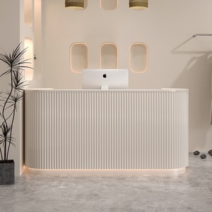 Meilleure vente de mobilier de bureau incurvé de luxe en bois ligne simple et moderne <span class=keywords><strong>comptoir</strong></span> de réception d'hôtel salon de beauté bureau de caissier - Product Image 6