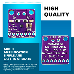MAX98357 I2S คลาส D แอมพลิฟายเออร์โมดูลบอร์ดถอดรหัส DAC ไม่มีฟิลเตอร์ดิจิตอลแอมป์เสียงสำหรับ ESP32 ราสเบอร์รี่ปี่ อาร์ดูโน่ - Product Image 5