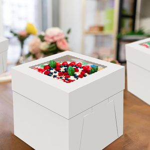 Hộp bánh, hộp bánh cao 8x8x8 inch có cửa sổ, hộp bánh Trắng, hộp nướng lớn, hộp bánh vuông - Product Image 4