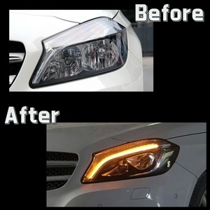 Faros Delanteros de Actualización LED para <span class=keywords><strong>Benz</strong></span> Clase A A45 <span class=keywords><strong>A180</strong></span> A200 W176 X176 2013-2018, Lámpara con Lente de Doble Proyector, Accesorios Modificados - Product Image 4