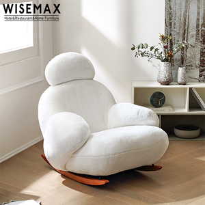 WISEMAX – mobilier de salon nordique en tissu blanc, <span class=keywords><strong>fauteuil</strong></span> de loisirs en <span class=keywords><strong>fourrure</strong></span>, base métallique pivotante, chaise de salon - Product Image 2