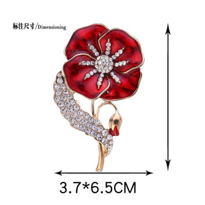 Wowei men thuốc phiện Trâm ve áo Huy hiệu <span class=keywords><strong>pin</strong></span> dầu đỏ nhỏ giọt thuốc phiện Trâm đồ trang sức bán buôn hoa đỏ Trâm <span class=keywords><strong>Pin</strong></span> - Product Image 6