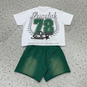T-shirts courts personnalisés sérigraphie 2 pièces été Streetwear survêtement à manches courtes t-<span class=keywords><strong>shirt</strong></span> <span class=keywords><strong>et</strong></span> <span class=keywords><strong>ensemble</strong></span> court pour hommes - Product Image 3