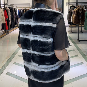 Veste en fourrure de <span class=keywords><strong>lapin</strong></span> Rex véritable pour femmes, col en peau de mouton naturelle de luxe ViVi7, texture douce, vêtements d'extérieur nobles pour femmes - Product Image 3
