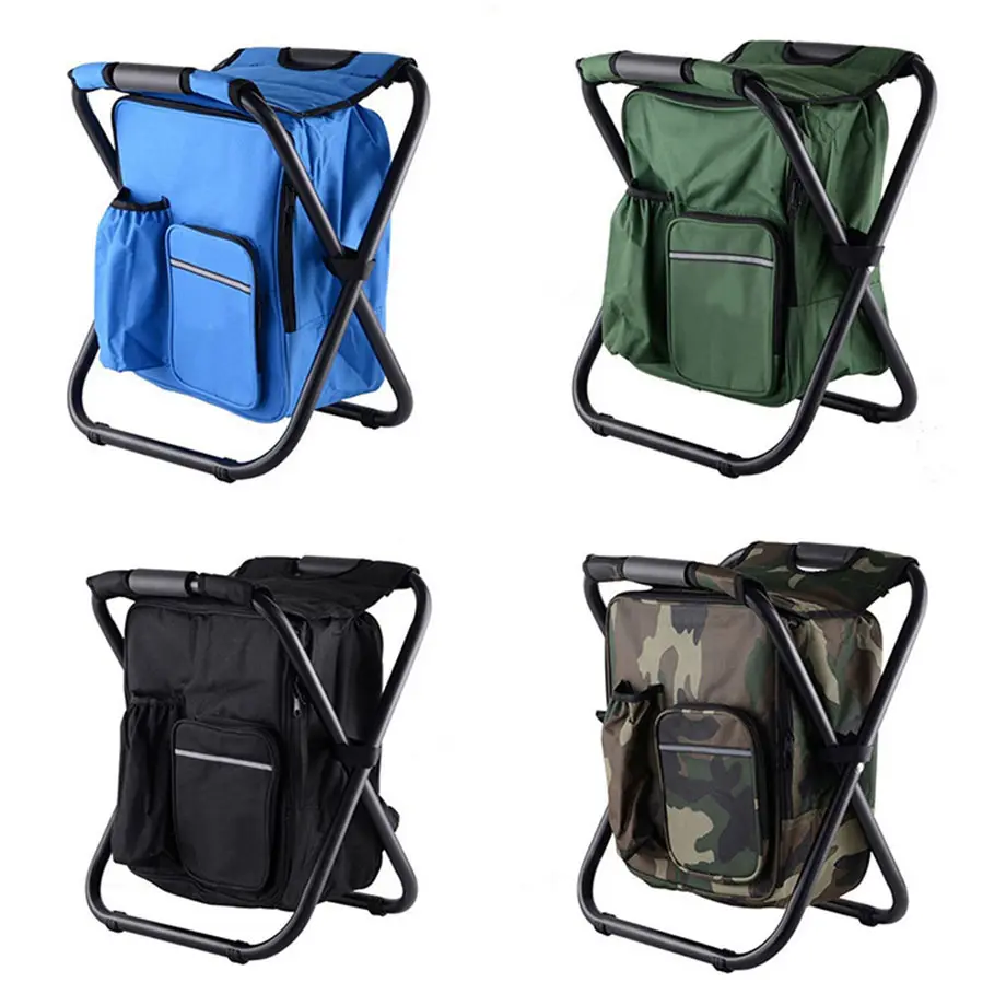 Outdoor Folding Camping Fishing Chair Sturdy Comfortable Stool Portable Backpack Seat Bag Economy Fishing Chair Hiking Seat