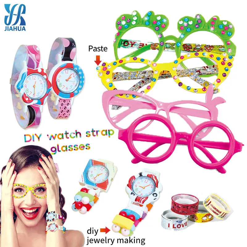 JH Children Fashion Shining Colorful Holiday Activity DIY Glasses Decoration Watch Party Toy Kids Set
