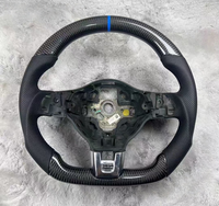 Volant en fibre de carbone forgé avec surpiqûres rouges, accessoires de modification automobile pour Volkswagen VW Golf MK6 GTI R Scirocco R en cuir