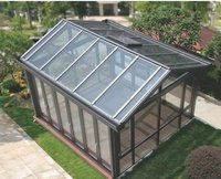 Auvent solaire extérieur, véranda en verre avec cadre en aluminium