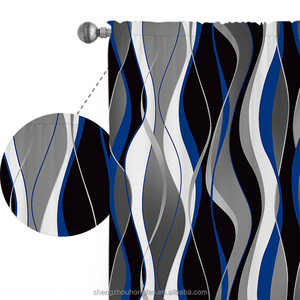 Màu xanh và màu xám rèm cửa hiện đại sọc trang trí 50% ánh sáng chặn tối Grommet Rèm CửA Màu Xanh cho nhà phòng khách phòng ngủ - Product Image 3