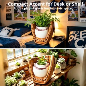 Pot de fleurs sphérique décoratif, pot de plante en forme de balle de baseball pour salon, bureau, patio, petit pot unique - Product Image 3