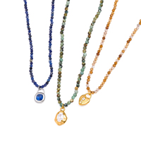 Collier pendentif J&D Designer Vintage en acier inoxydable plaqué or 18 carats PVD, avec agate naturelle et zircon cubique, motif cadenas d'amour perlé