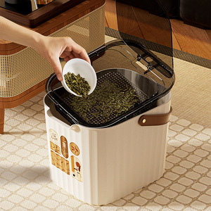 Cubo para té de plástico con tapa, separación de húmedo y seco, para juego de té, uso doméstico - Product Image 4