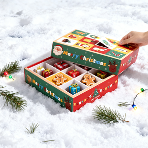 Thiết kế mới cao cấp tuck End tông Món Quà Giáng sinh bất ngờ mù Hộp bao bì <span class=keywords><strong>in</strong></span> dây kéo xé hộp giấy hộp các tông - Product Image 2