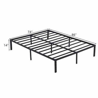 Cadre de lit plateforme en métal moderne robuste, facile à assembler, pour chambre à coucher, appartement, hôtel, école, atelier