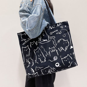 Bolsa <span class=keywords><strong>de</strong></span> Lona con Cremallera y Estampado <span class=keywords><strong>de</strong></span> Oso, Gran Capacidad, Bolsa <span class=keywords><strong>de</strong></span> Hombro para Estudiantes Universitarias, Venta al Por Mayor <span class=keywords><strong>de</strong></span> Primavera - Product Image 3
