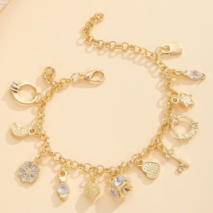 Bracciale Charm in Lega Moda Oro e Argento con Trentuno Pendenti Gioielli Regalo per Donne - Product Image 2