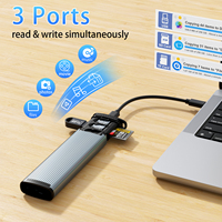 Lector de tarjetas TF y SD multifuncional Almacenamiento USB 3,0 TF/SD Tipo-C con adaptador OTG Estuche para lector de tarjetas