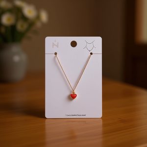 Collier avec pendentif en forme de cœur rouge, en acier inoxydable plaqué or, bijoux mignons et tendance pour femmes, à porter tous les jours, cadeau - Product Image 2