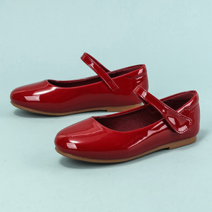 Zapatos de Vestir para Niñas al por Mayor, Zapatos Planos de Cuero Rojo, Zapatos de Vestir para Niñas - Product Image 2