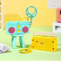 Porte-clés pendentif mini lecteur de cassette rétro Macaron de dessin animé, breloque anti-stress pour la guérison du cœur et la confession, cadeau DIY